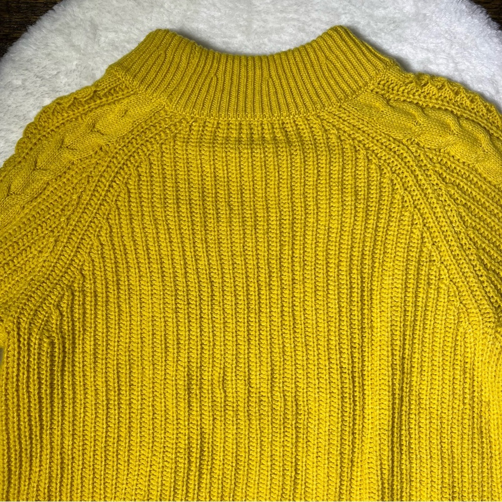 J. Crew Mustard Yellow Pom-Pom Cable Knit Sweater - Picture 8 of 14